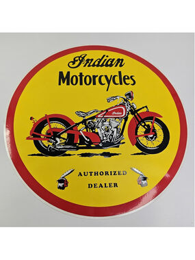 Vintage Indian Motorcycles Authorized Dealer 12” Round Decal Sticker Sign